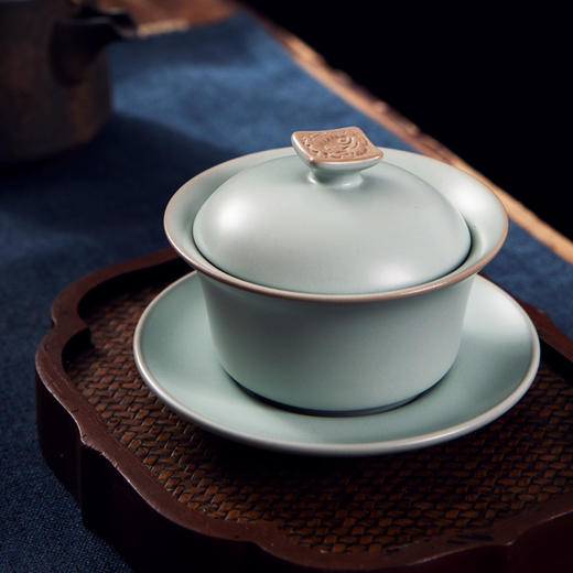 东道汝窑｜卧龙盖碗（2022壬寅天青） 商品图1