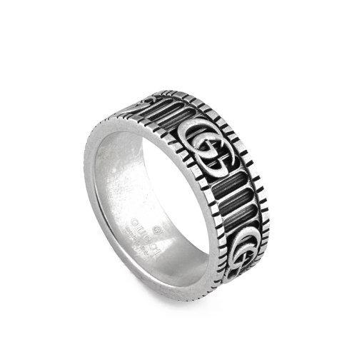 【包税】GUCCI/古驰 22春夏新款 纯银做旧双G和条纹图案戒指551899J84000811 商品图1