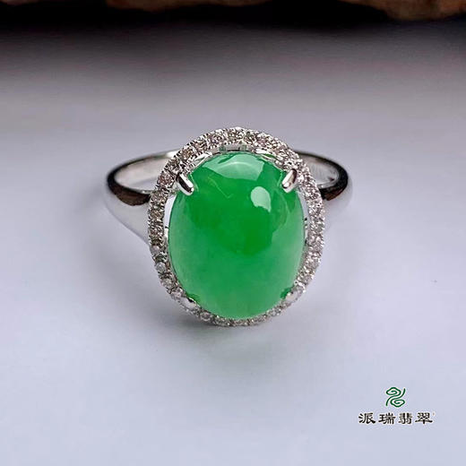 派瑞翡翠 18k金翡翠戒指 冰种 绿色 商品图4