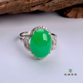 派瑞翡翠 18k金翡翠戒指 冰种 绿色