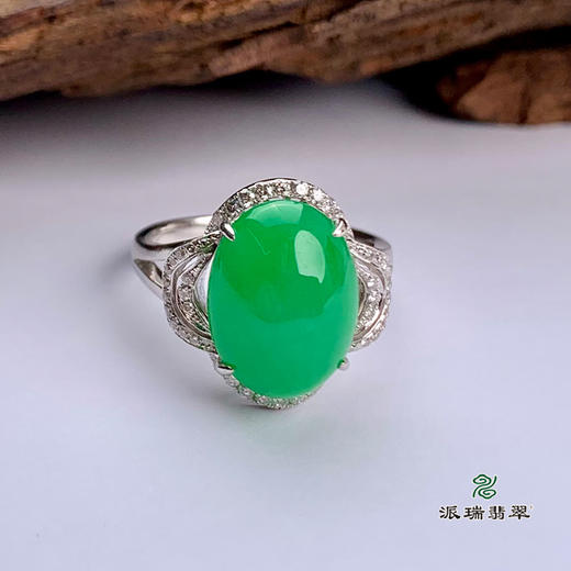 派瑞翡翠 18k金翡翠戒指 冰种 绿色 商品图0
