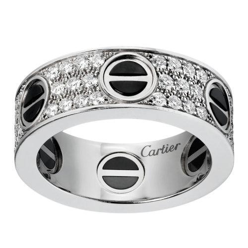 【包税】CARTIER/卡地亚 经典款LOVE 18K金白金陶瓷钻石戒指 镶嵌66颗明亮式切割钻石B4207600 商品图0