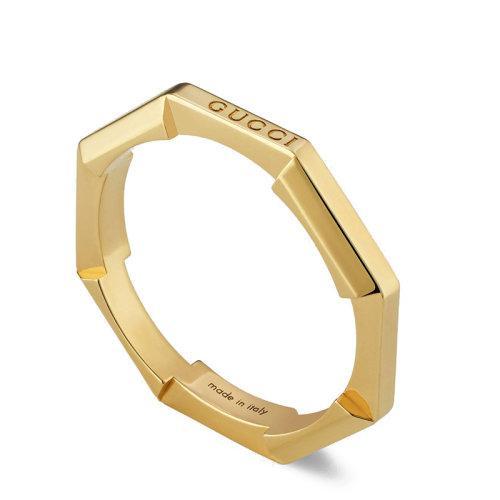 【包税】GUCCI/古驰 2021春夏新款 Link to Love系列 18k金黄金Gucci铭文镜面效果戒指 662194J85008000 商品图1