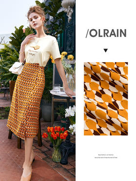 OLrain法式高级穿搭碎花雪纺半身裙女夏季2022新款高腰提臀a字裙