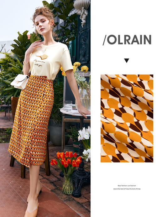 OLrain法式高级穿搭碎花雪纺半身裙女夏季2022新款高腰提臀a字裙 商品图0