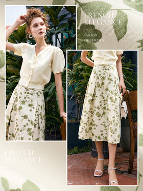 OLrain法式高级穿搭碎花半身裙女夏季2022新款高腰气质a字伞摆裙