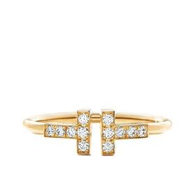 【包税】Tiffany & Co./蒂芙尼 经典Tiffany T系列 18K金黄金镶嵌钻石T形Wire戒指婚戒GRP07759