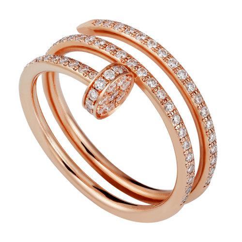 【包税】CARTIER/卡地亚 经典Juste un Clou系列 18K金玫瑰金镶钻多圈钉子戒指B4210900 商品图0