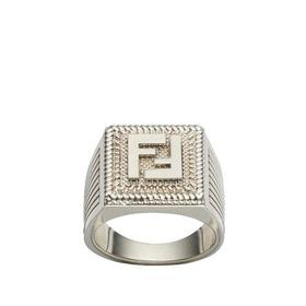 【包税】FENDI/芬迪 2021秋冬新款 FF GUILLOCH?E系列 钯色金属FF图案扭索饰纹雕刻戒指7AJ535B08F1987