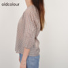 oldcolour21夏方领泡泡袖格子显瘦修身气质法式衬衫N24012289 商品缩略图1