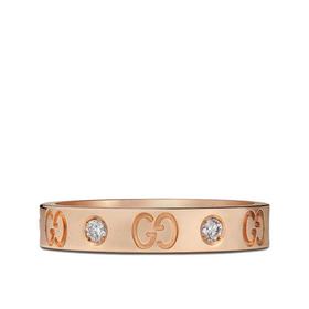 【包税】GUCCI/古驰 21新款 icon系列 18k金玫瑰金双G图案钻石戒指? 152046J85405702
