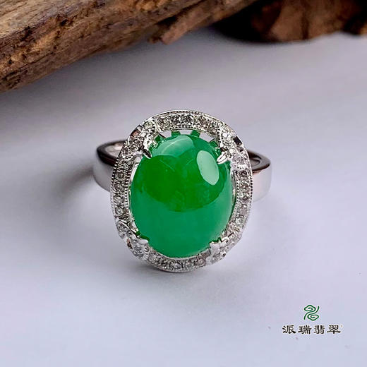 派瑞翡翠 18k金翡翠戒指 冰种 绿色 商品图2