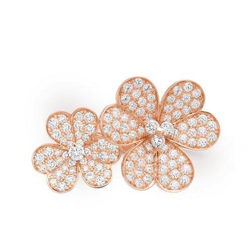【包税】Van Cleef & Arpels/梵克雅宝 21春夏新款Frivole系列 18K金玫瑰金镶嵌112颗钻石三叶草花瓣形戒指指环VCARP7RK00 商品图2