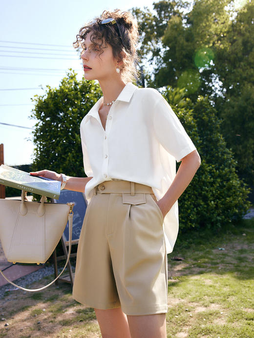 OLrain法式高级穿搭白色衬衫女夏季2022新款宽松时尚冰爽薄款上衣 商品图3