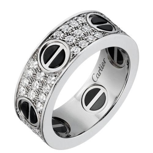【包税】CARTIER/卡地亚 经典款LOVE 18K金白金陶瓷钻石戒指 镶嵌66颗明亮式切割钻石B4207600 商品图1