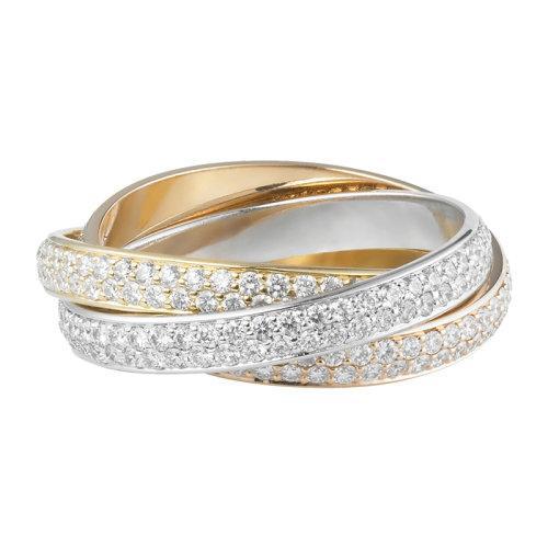 【包税】CARTIER/卡地亚 TRINITY系列 小号镶嵌钻石18K金白金黄金玫瑰金 三色三环戒指N4227600 商品图0