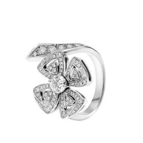 【包税】BVLGARI/宝格丽 经典FIOREVER系列 18K金白金镶嵌圆形主钻密钉钻石四叶草戒指指环356914