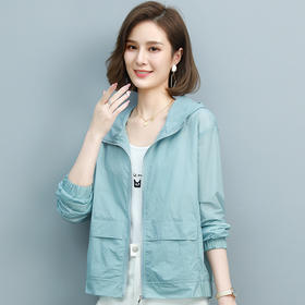 HR WJ360059防晒衣宽松显瘦纯色连帽透气薄外套