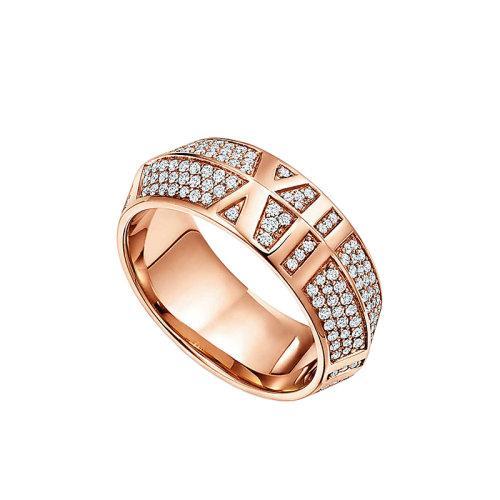 【包税】Tiffany & Co./蒂芙尼 21春夏新款Atlas X系列 大号18K金玫瑰金镶嵌230颗钻石罗马数字戒指GRP11561 商品图1