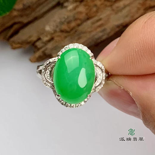 派瑞翡翠 18k金翡翠戒指 冰种 绿色 商品图1
