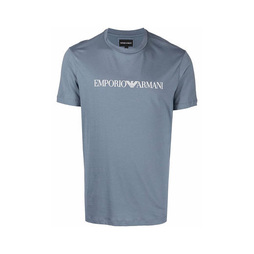 EMPORIO ARMANI 阿玛尼 男士棉质字母徽标印花圆领短袖T恤 灰蓝色 8N1TN5 1JPZZ 0683 商品图0