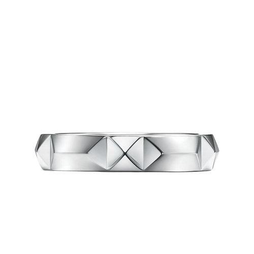 【包税】Tiffany & Co./蒂芙尼 21新款True系列 950铂金斜边设计4mm宽简约戒指婚戒GRP11959 商品图0