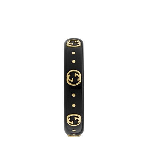 【包税】GUCCI/古驰 21新款Icon系列 男女通用18K金黄金双G黑色合成刚玉戒指指环679262I0H118029 商品图2