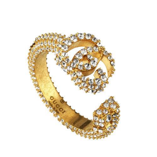 【包税】GUCCI/古驰 2021春夏新款 金色金属水晶双G图案戒指645625J1D508062 商品图1