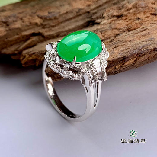派瑞翡翠 18k金翡翠戒指 冰种 绿色 商品图3