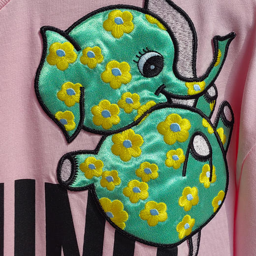 MOSCHINO 莫斯奇诺 女士棉质字母大象图案印花圆领短袖T恤 粉色 0711 0441 3224 商品图2