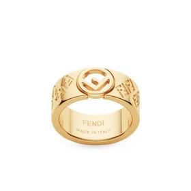 【包税】FENDI/芬迪 2021春夏新款 FF系列 女士金色雕花FF图案戒指 8AG796A6FFF0CFK