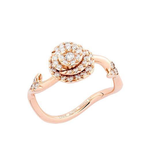 【包税】DIOR/迪奥 22春夏新款ROSE COUTURE系列 小号18k金玫瑰金镶嵌钻石戒指JRCO95009_0000 商品图0