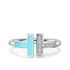 【包税】Tiffany & Co./蒂芙尼 经典Tiffany T系列 18K金白金镶嵌钻石绿松石T形装饰戒指婚戒GRP11098 商品缩略图0