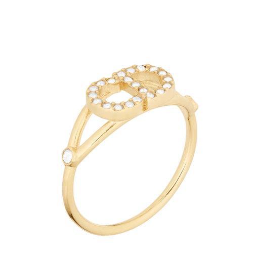 【包税】DIOR/迪奥 21秋冬新款CLAIR D LUNE系列 女士金色饰面金属CD白色仿水晶点缀戒指指环R1137CDLCY_D301 商品图0