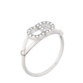 【包税】DIOR/迪奥 21秋冬新款CLAIR D LUNE系列 女士银色饰面金属CD白色仿水晶点缀戒指指环R1137CDLCY_D102