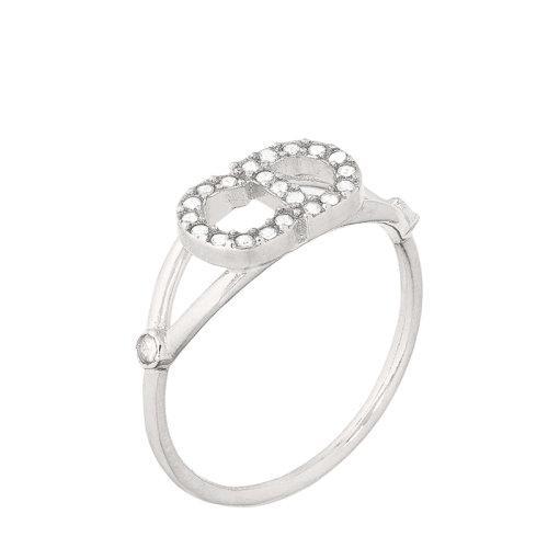 【包税】DIOR/迪奥 21秋冬新款CLAIR D LUNE系列 女士银色饰面金属CD白色仿水晶点缀戒指指环R1137CDLCY_D102 商品图0