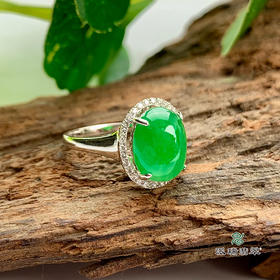 派瑞翡翠 18k金翡翠戒指 冰种 绿色