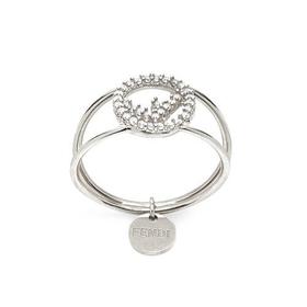 【包税】FENDI/芬迪 2021春夏新款 F FENDI系列 女士银色金属Fendi刻字的个性化吊坠天然晶体戒指8AG9306DMF0GGH