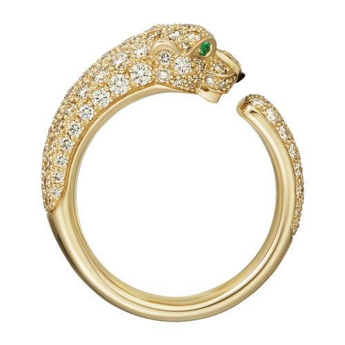 【包税】CARTIER/卡地亚 Panthère 系列 18K金黄金祖母绿玛瑙钻石戒指 镶嵌2颗祖母绿和112颗明亮切工钻石N4765500 商品图1