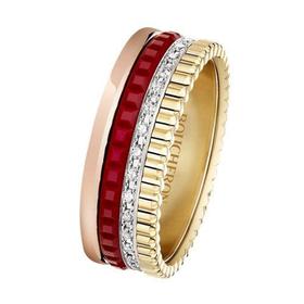 【包税】BOUCHERON/宝诗龙 quatre系列 小号18k金白金黄金玫瑰金红色版33颗圆形钻石戒指 JRG02938