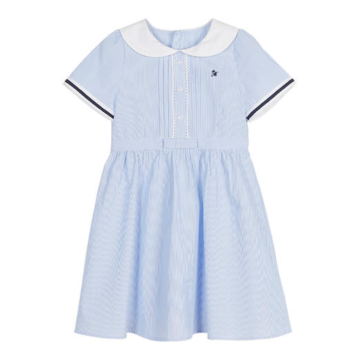 mettekids儿童裙子2022夏季新款女孩洋气时髦白色条纹女童连衣裙 商品图7
