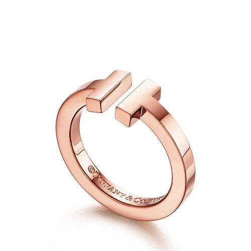 【包税】Tiffany & Co./蒂芙尼 经典Tiffany T系列 18K金玫瑰金简约T形设计方形戒指指环GRP07782 商品图1