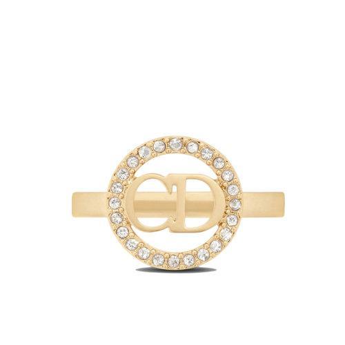 【包税】DIOR/迪奥 22新款CLAIR D LUNE系列 女士金色饰面金属“CD”标志银色调仿水晶装饰戒指R1237CDLCY_D03S 商品图2
