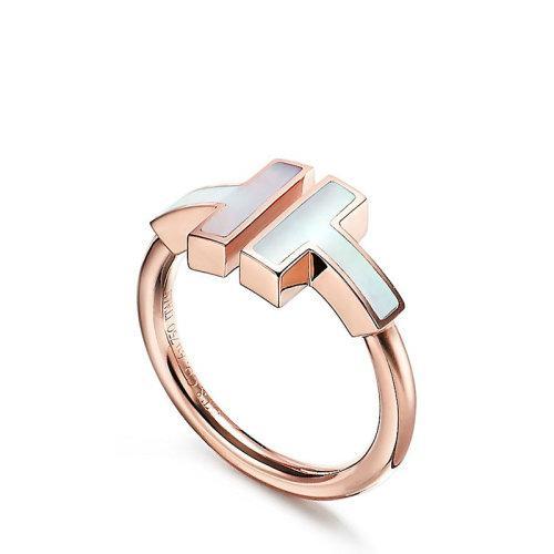 【包税】Tiffany & Co./蒂芙尼 经典Tiffany T系列18K金玫瑰金镶嵌珍珠母贝T形图案Wire戒指指环GRP11094 商品图1