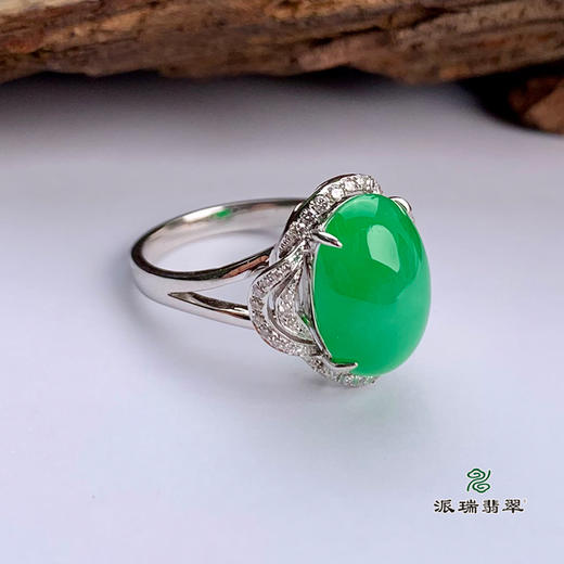 派瑞翡翠 18k金翡翠戒指 冰种 绿色 商品图2