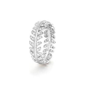 【包税】BOUCHERON/宝诗龙 plume de paon系列 18k金白金96颗圆形钻石孔雀羽毛图案戒指 JAL00260