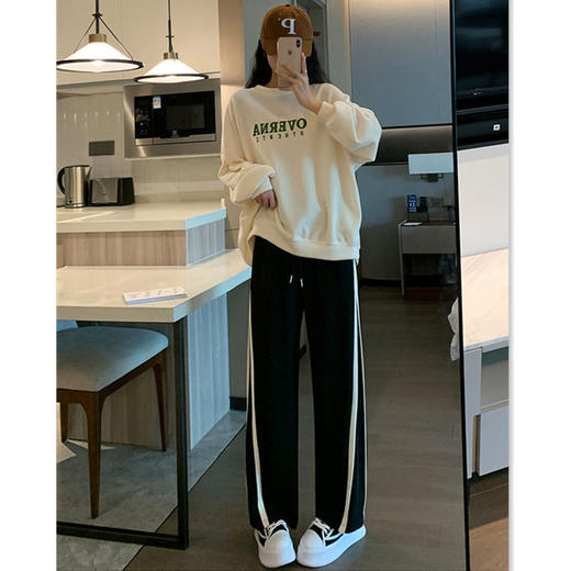 【可颜可甜，个性小众】黛唯梵 黑色休闲裤女，新款四季大码裤子，显瘦垂感薄款，运动阔腿裤潮七夕情人节 商品图6