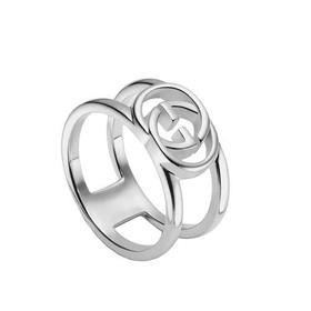 【包税】GUCCI/古驰 22春夏新款 纯银互扣式双G双指环链接开口宽版戒指295716J84008106