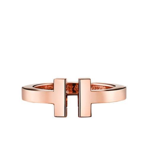 【包税】Tiffany & Co./蒂芙尼 经典Tiffany T系列 18K金玫瑰金简约T形设计方形戒指指环GRP07782 商品图0