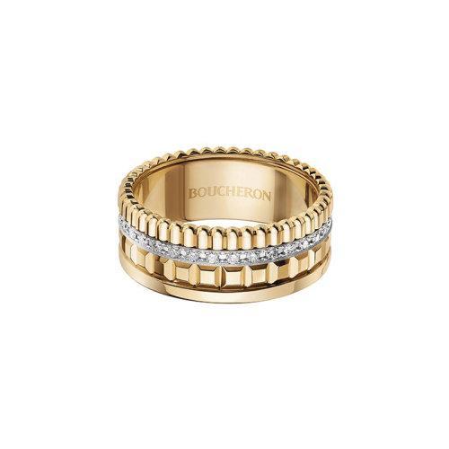 【包税】 BOUCHERON/宝诗龙 quatre radiant系列 小号18k金白金黄金33颗圆形钻石戒指 JRG02487 商品图0
